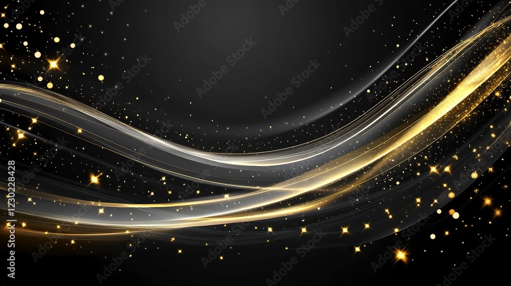 Poster stunning glowing light effect vector line with gold color on a transparent background. shining and b
