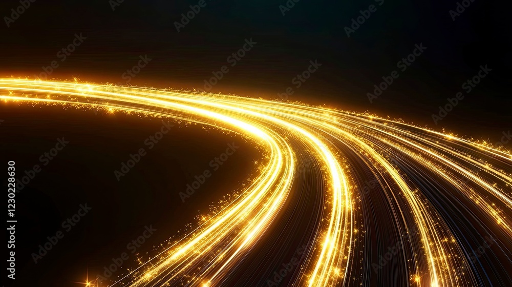 Poster stunning glowing light effect vector line with gold color on a transparent background. shining and b