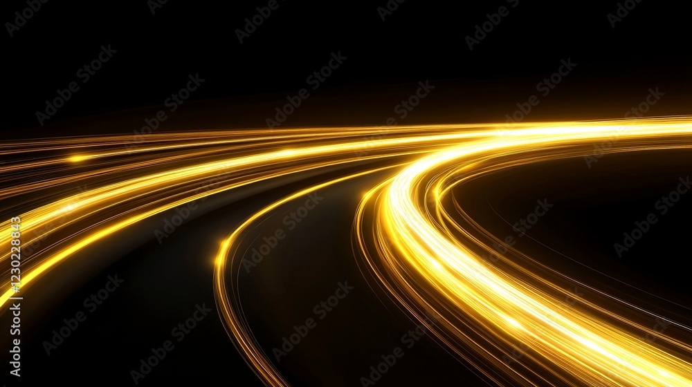 Poster stunning glowing light effect vector line with gold color on a transparent background. shining and b
