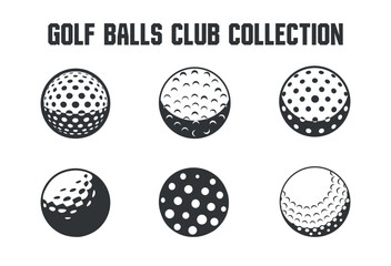 Golf clip art Isolated Balls silhouette set, Golf Ball club all collection vector set with white background