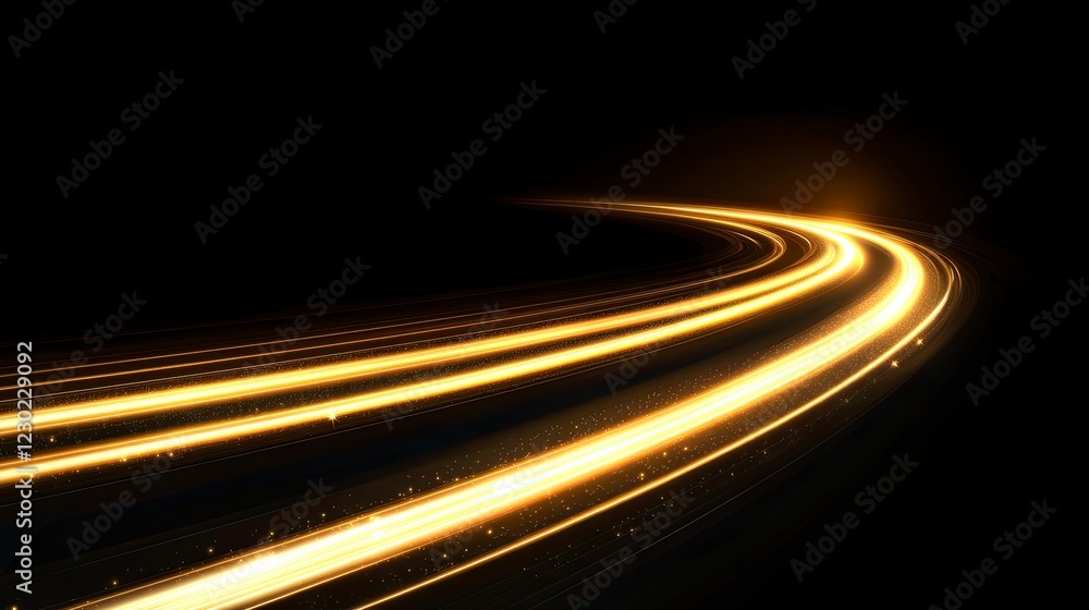 Poster stunning glowing light effect vector line with gold color on a transparent background. shining and b