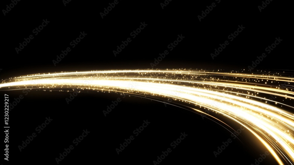 Poster stunning glowing light effect vector line with gold color on a transparent background. shining and b