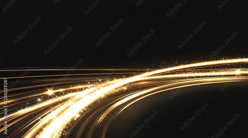 Poster stunning glowing light effect vector line with gold color on a transparent background. shining and b