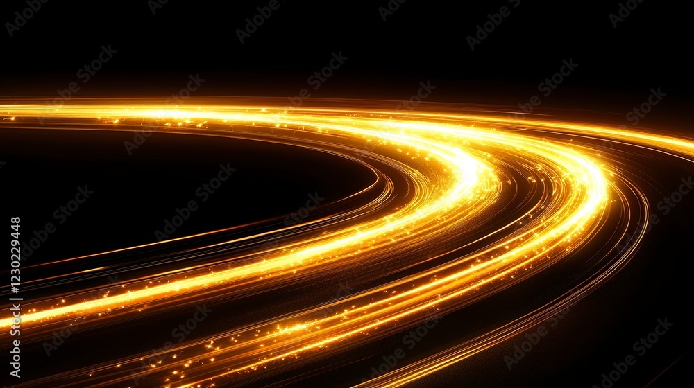 Poster stunning glowing light effect vector line with gold color on a transparent background. shining and b