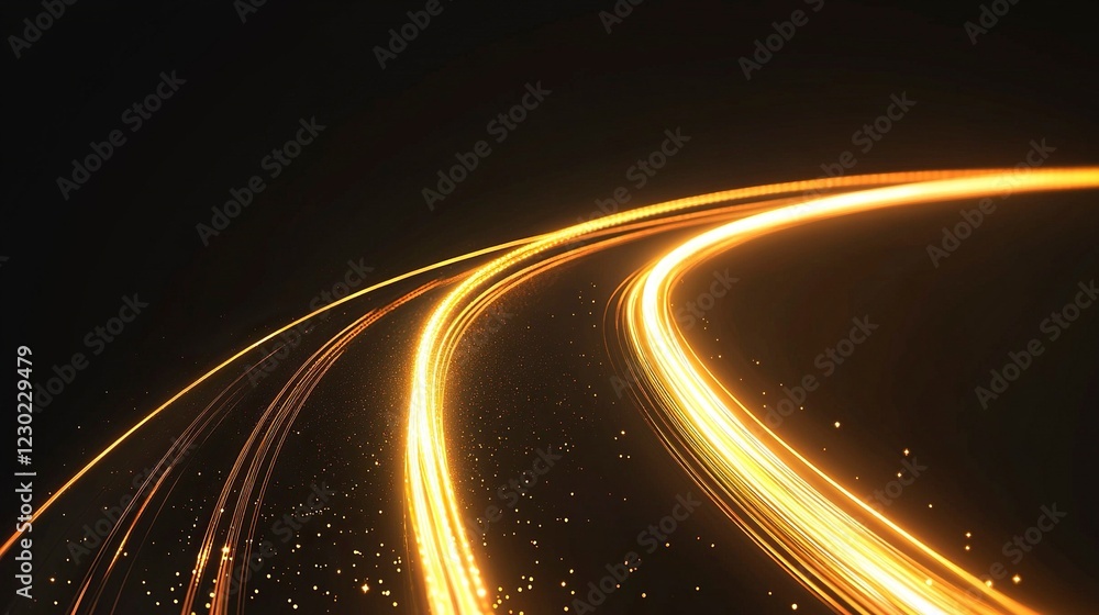 Poster stunning glowing light effect vector line with gold color on a transparent background. shining and b