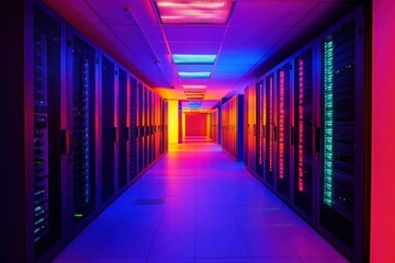 Fototapeta premium Vibrant Digital Data Center Visualization