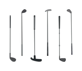 Golf hockey stick clip art silhouette set, Golf bat vector collection, Golf Outline silhouette vector set