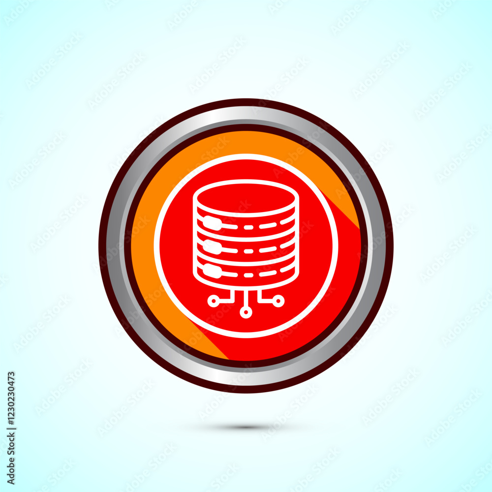 Poster data center icon design illustration. computer server vector icon, orange shadow button design
