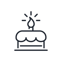 Celebration birthday cake editable stroke outline icon isolated on white background flat vector illustration. Pixel perfect. 64 x 64.