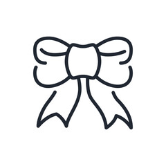 Ribbon gift bow editable stroke outline icon isolated on white background flat vector illustration. Pixel perfect. 64 x 64.