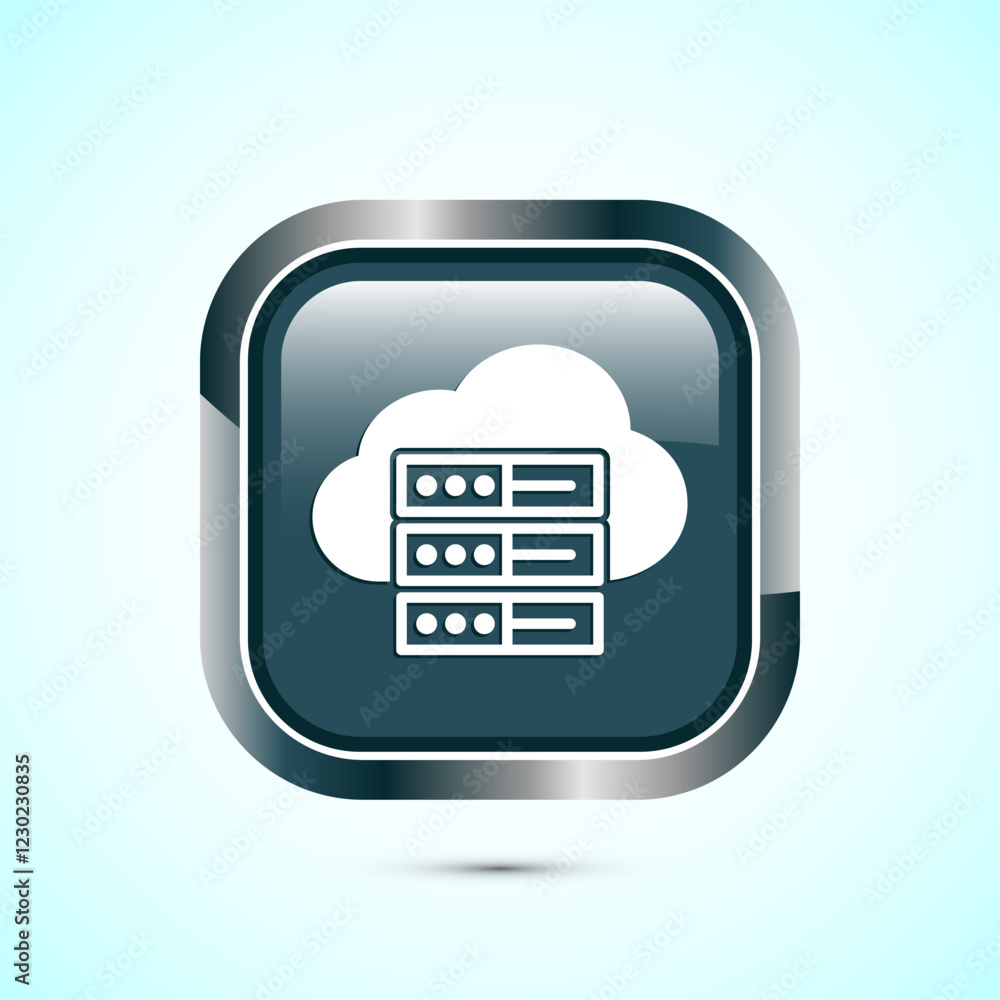 Poster data center icon design illustration. computer server vector icon, gray color square button design