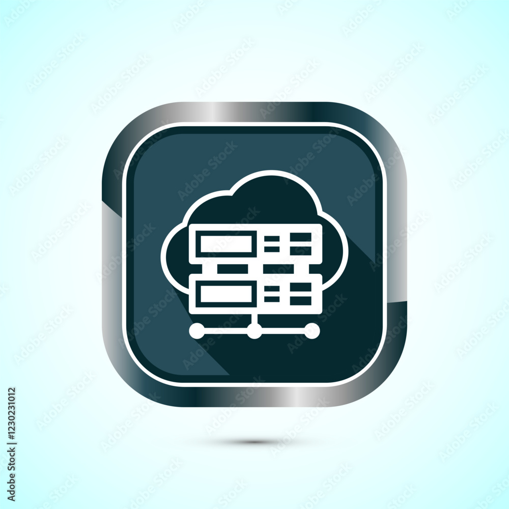 Poster data center icon design illustration. computer server vector icon, gray shadow button design
