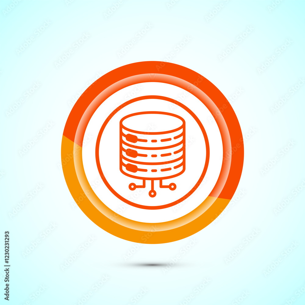 Poster data center icon design illustration. computer server vector icon, orange color button design