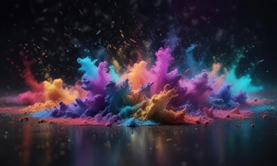 Iridescent holographic dust on dark background, shimmering, dark, holographic