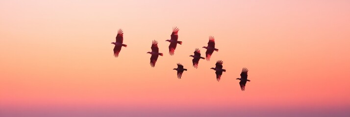 Obraz premium Silhouette Elegance for Buzzards Day Turkey Vultures in Twilight - Spring Wildlife and Eco-Tourism Promotion in Modern Conservation Strategies