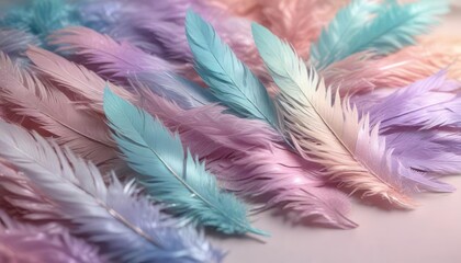 Iridescent pastel feathers shimmer against a subtle gradient background, suggesting the ever-changing nature of reality , shifting, iridescent