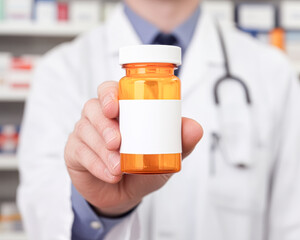 Healthcare professional dispensing medication in a pharmacy environment