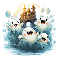 Ghostly Gathering: A Spooky but Cute Crew By Generated AI