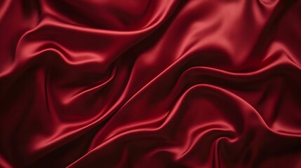 Obraz premium Rich red satin fabric draped in elegant folds with soft sheen and texture