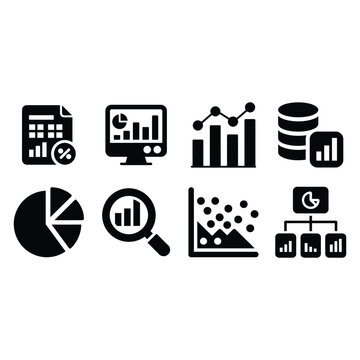 Data Analysis Icons Business Charts Graphs Reports,