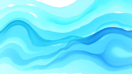 Fototapeta premium Blue Waves: Fluid Abstract Art in Serene Watercolor Tones with Copy Space