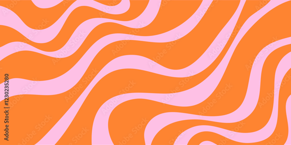 Poster Cool Abstract Psychedelic Background. Vector Design Groovy Pattern Y2k Texture. Hand Drawn Trippy Backdrop.