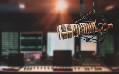 Background with a professional microphone