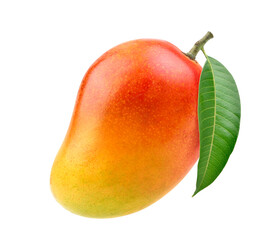 Ripe mango isolate on white background. Clipping path.