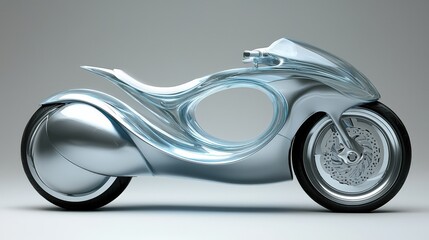Futuristic Motorcycle Design with Streamlined Silhouette and Metallic Finish for Modern Transportation Concepts