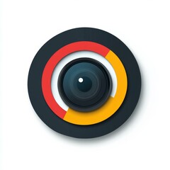 Abstract circular composition with red yellow black concentric rings