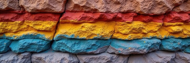 Formazione di strati minerali sul muro roccioso, sedimentary rock, stratification