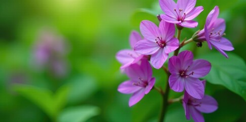 Obraz premium Fragrant purple flowers on a Shiso plant stem, flowers, herb, greenery
