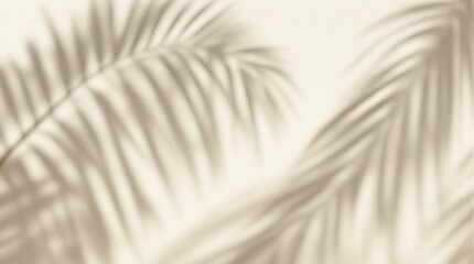 blurred shadow from palm leaves on light cream wall minimalistic beautiful summer spring background for product presentation
