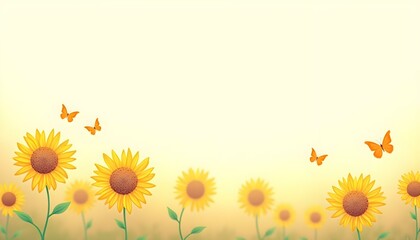 Fototapeta premium Minimalist sunflower landscape with a clean, aesthetic composition