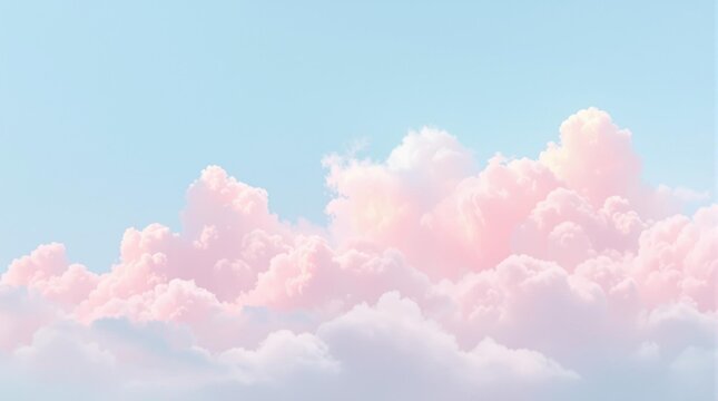 dreamy sky with soft pink clouds and tranquil blue backdrop