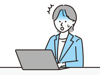 パソコンを触る女性