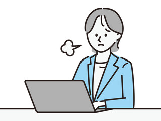 パソコンを触る女性