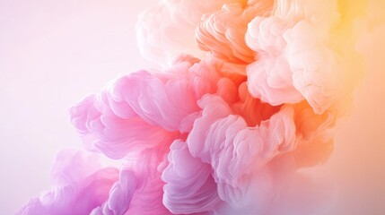 Fototapeta premium Fluffy pink cloud with light reflection and blurred background.