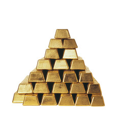 Stacked Bars of Gold on White Background in Elegant Arrangement