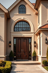 Magnificent House Exterior: A Showcase of Architectural Grandeur.  The elegant design, featuring a grand entrance and meticulous landscaping, creates an inviting and luxurious atmosphere.