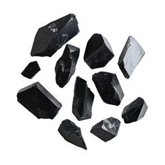 Black Obsidian Stones on White Background for Natural Decor