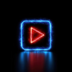 Fototapeta premium Neon Play Button with Electric Light Effects