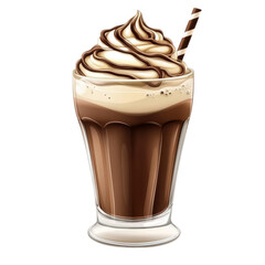 Creamy Coffee Dessert Beverage with Whipped Topping and Straw