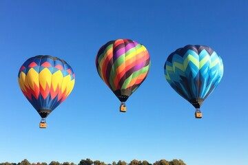 Fototapeta premium Colorful Hot Air Balloons in Clear Blue Sky