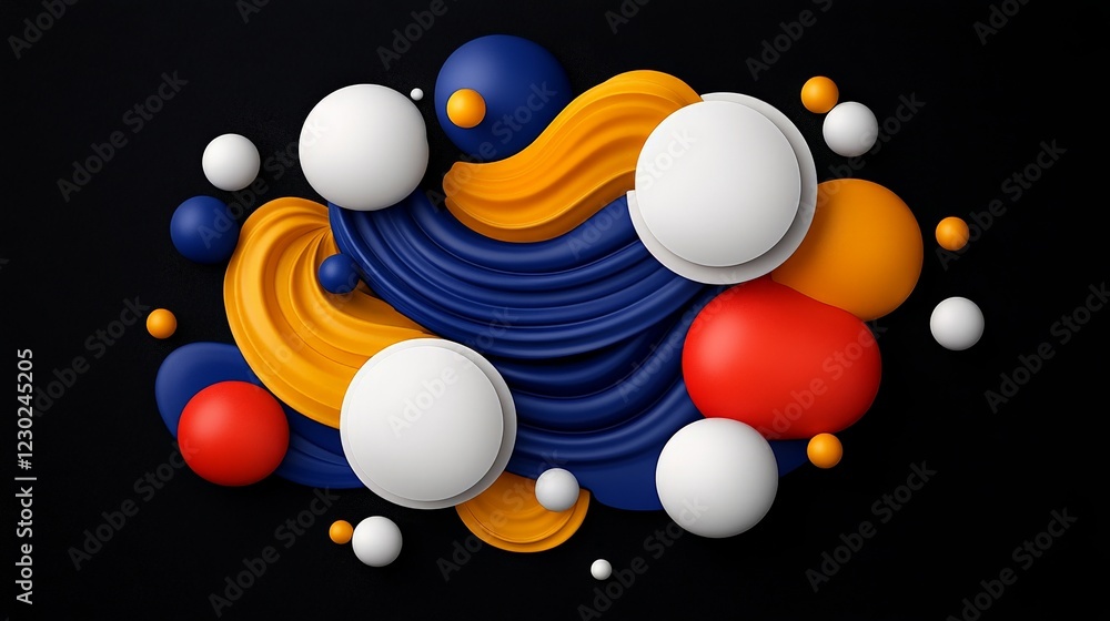 Poster abstract shapes in vibrant hues: a mesmerizing abstract composition featuring dynamic curves in bold