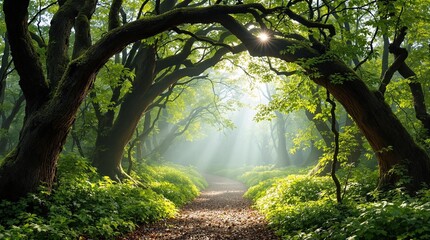 Obraz premium natural archway formed by branches in the forest
