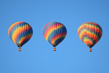 Fototapeta premium Colorful Hot Air Balloons in Clear Blue Sky