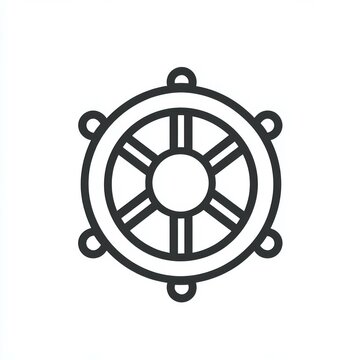 recommend clip art: Simple nautical ship wheel icon on white background