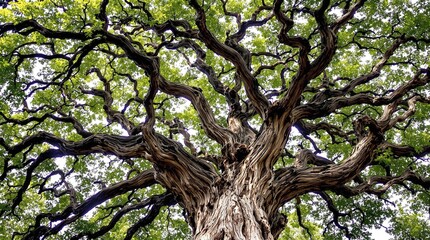 Fototapeta premium panorama of branches from an ancient oak tree
