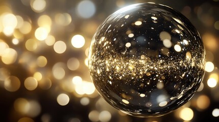 A glittering golden ornament on a sparkling backdrop, evoking the festive spirit of Christmas.